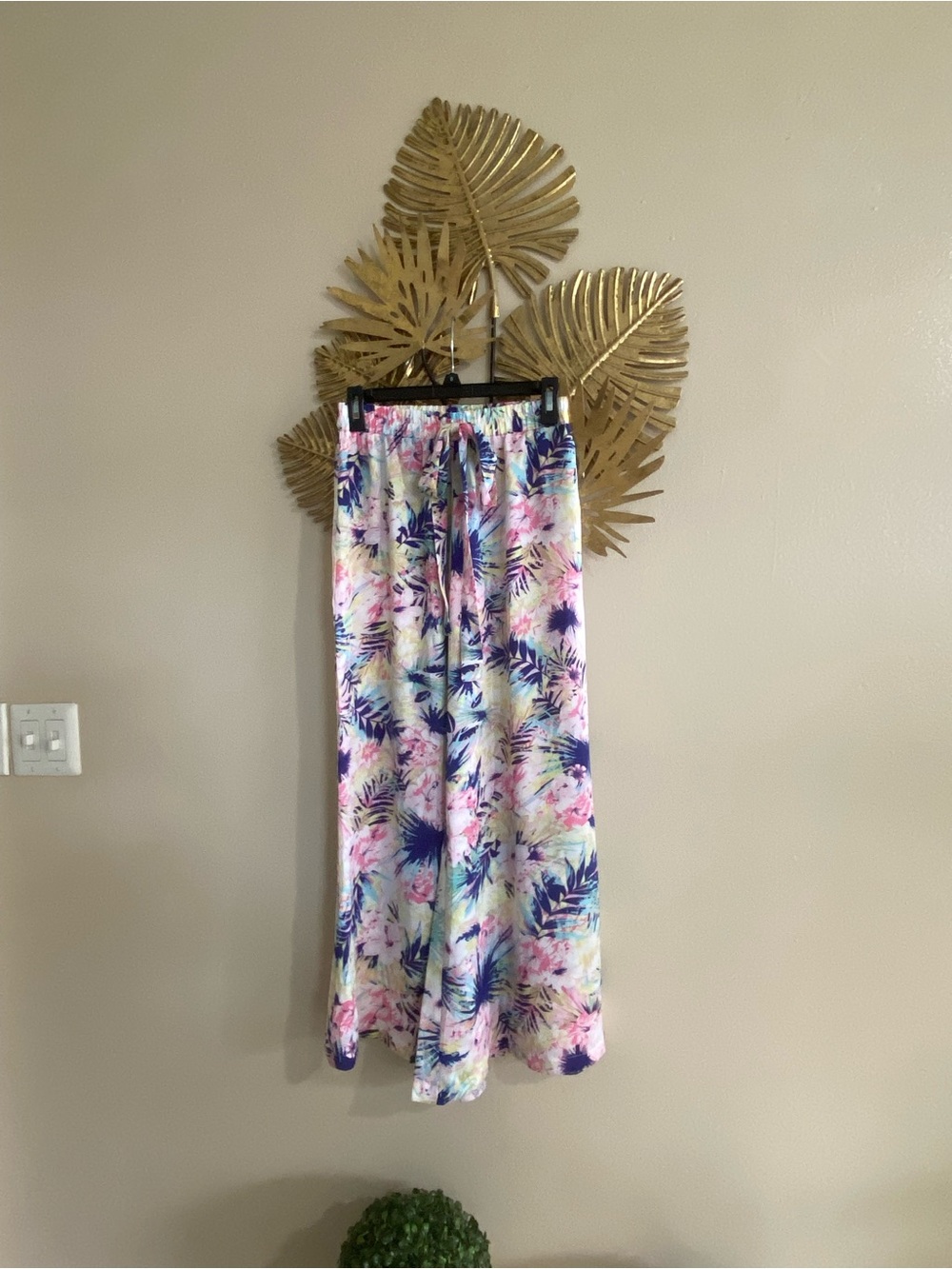 Caribbean Queen Tropical Floral Maxi Skirt in Blue, Pink, Yellow